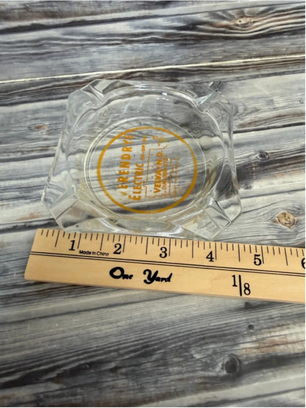 Vintage glass ashtray verendye electric North Dakota